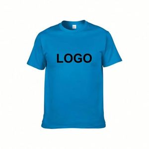 Design OEM ODM Manufacturer Customized logo 200g 100% Cotton Blank Men's T-shirts Slim Fit Plain Color O-Neck T-shirts - Product Image 6