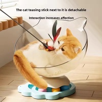 Bâtonnet interactif écologique pour chat avec boule rotative en PVC et plumes, pour l'auto-entretenissement, anti-ennui et stimulant l'énergie