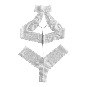 Lencería sexy transfronteriza, nueva, con cuello halter, encaje, pedrería desmontable, fina, ecológica, de una pieza para mujer. - Product Image 6