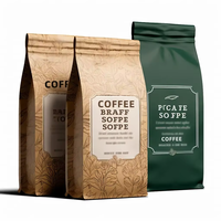 Sacs à café recyclés mats personnalisés avec logo, scellés sur huit côtés, jaune-brun, 250g, 500g, 1000g, 1kg, grand sac d'emballage personnalisé pour CAFE