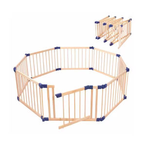 <span class=keywords><strong>Parc</strong></span> de jeu <span class=keywords><strong>octogonal</strong></span> pliable et réglable en bois avec barrière, aire de jeu modulaire portable pour bébés et tout-petits - Product Image 1