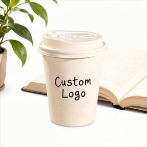 Gobelet en papier personnalisé avec logo, double paroi, écologique, 90 mm, 8/10/12/16 oz, avec couvercle, pour thé au lait, café chaud et restaurants (vente en gros) - Product Image 1
