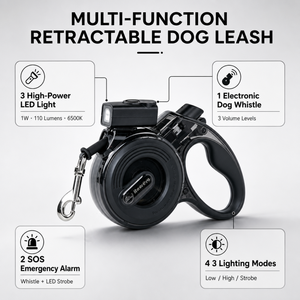 Laisse de chien rétractable à module détachable 5m avec sifflet électronique pour l'entraînement en extérieur - Product Image 5