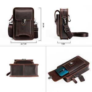 Vintage Crazy Horse Style Genuine Leather Waist Bag for Men Crossbody Shoulder <b>Pouch</b> with Cell Phone Wallet Feature - Product Image 4