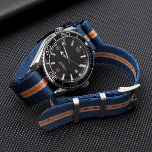 สายนาฬิกาคุณภาพสูงลายก้างปลา James Bond <span class=keywords><strong>007</strong></span> ขนาด 20 มม. 22 มม. แบบสายเข็มขัดนิรภัย สำหรับ MoonWatch พรีเมียม สายนาฬิกาไนลอนขนาด 24 มม. - Product Image 6