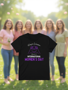 T-shirt pour femmes Inspire Inclusion International Women's Day, manches courtes, col rond, coton doux, imprimé graphique, célébration du 8 mars - Product Image 2