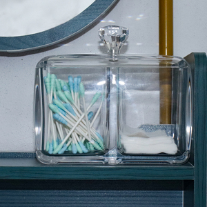 M-8022 Clear Acrylic Plastic Cotton Swabs Holder <strong>Qtip</strong> Holder Storage Canister Apothecary <strong>Jars</strong> for Cotton Ball Cotton Swab - Product Image 5