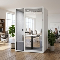 Cabine de bureau insonorisée pour 1 personne, cabine fermée avec porte en verre pour bureau en espace ouvert, réduction du bruit