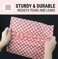 Papel Kraft a Cuadros Rojos, Antigrasa, Impermeable, Resistente al Aceite, para Envolver Alimentos, Hojas Precortadas para Sándwiches, Hamburguesas, Pizza, Pan, Caja de 100 Unidades