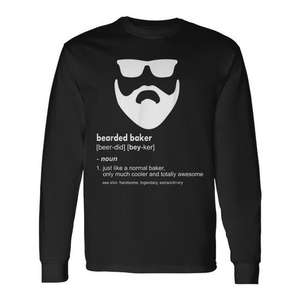T-shirt à manches longues Bearded Baker, noir, drôle, pour hommes, vêtements décontractés - Product Image 1