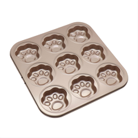 Moule à pâtisserie en forme de patte, 9 cavités, antiadhésif, en acier au carbone, pour four