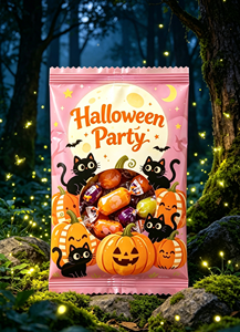 <strong>Halloween</strong> Themed Transparent Window Bag Soft Candy Frozen Nuts <strong>Chocolate</strong> with Window Design Plastic Bag Back Seal Packaging Bag - Product Image 3