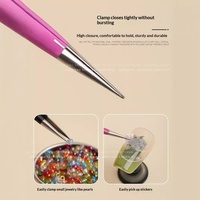 Pince à épiler multifonctionnelle en acier inoxydable à double usage, outil de nail art, clip pour strass, pointe en silicone double face, manucure