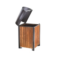 Poubelle de recyclage en bois pour mobilier extérieur commercial, bac à déchets urbain pour aménagement paysager, conteneur à ordures public
