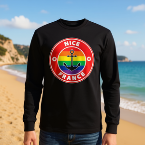 T-shirt à manches longues promotionnel style vintage rétro France Plage Voile Vacances Soleil Souvenir - Product Image 3