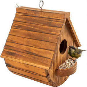 Nichoir moderne en bois de pin JTPAWS à suspendre en extérieur pour les familles d'oiseaux, bleuets/finches/cardinaux, jardin - Product Image 1