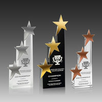 Trophée en cristal Noble Rising Star, étoile métallique personnalisée sur bloc de verre, récompense pour la reconnaissance des employés