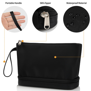 Custom logo MOQ300 for UK for <b>Travel</b> Party Work for Women/Girls with Makeup Brush Compartment 2 Layers <b>Small</b> <b>Travel</b> Cosmetic <b>Bag</b> - Product Image 1