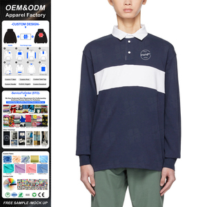 Camisas Polo de Manga Larga al por Mayor de Alta Calidad, Corte Regular, 100% Algodón, Diseño Bordado Personalizado, Camisas Polo Color Block para Hombre - Product Image 1