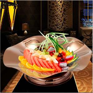 Platos de acampada de acero inoxidable para banquete, buffet, arábiga, fruta redonda plateada, venta al por mayor - Product Image 2