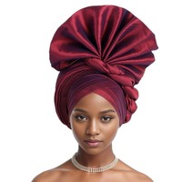 Nouveau ventilateur de fleurs plié à la main réglable de mariage nigérian, chapeau africain en couches, casquette de tête Auto Gele