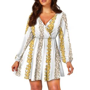 Новое дизайнерское модное элегантное и сексуальное платье с глубоким V-вырезом для женщин с принтом по требованию, Повседневная Свободная Женская юбка - Product Image 1