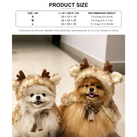 Vêtements d'hiver pour animaux de compagnie, imprimé élan, manteau chaud portable pour chien et chat, chapeau, bijoux, vente en gros