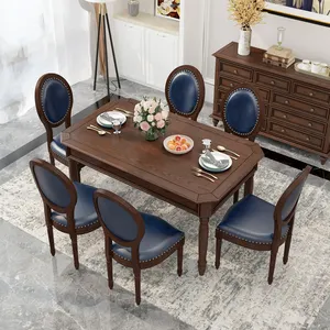 Grande table de cuisine pour 6 personnes Tables à dîner rectangulaires en bois de style ferme rustique