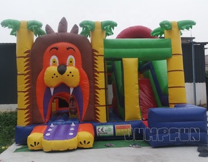 Mejor descuento Palmeras Jumping Castle <span class=keywords><strong>2020</strong></span> jungla inflar Combo rebote León <span class=keywords><strong>casa</strong></span> hinchable con tobogán gran fábrica China - Product Image 2