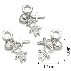 Charmes pendentifs en or 18 carats plaqué argent, <span class=keywords><strong>triple</strong></span> pavé de CZ, étoile de mer, garçon, signe de dollar, symbole et cœur, croix, pour la fabrication de bijoux - Product Image 3
