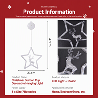 Nouveau modèle 2026 en gros, vente chaude, décoration de Noël, vitrine, lumières LED cinq étoiles à ventouse