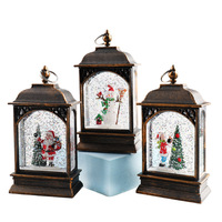 Décorations de Noël lumineuses en forme de bonhomme de neige, lampe à vent plate en plastique de dessin animé, remplie d'eau, pour intérieur, ornements de table