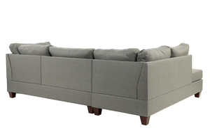 3-<b>PC</b> L-Shape Convertible Fabric Sectional Sofa <b>Set</b> in Gray for Apartment - Product Image 2