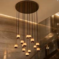 Lustre d'escalier LED en albâtre avec télécommande, design anti-éblouissement, garantie de 3 ans