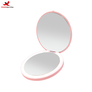 Travel Portable LED <b>Light</b> Small Round <b>Vanity</b> Mirror Folding Cute Compact Pocket Hand Mirror Custom Gift GZ RTS Bulk Mixed Order - Product Image 1