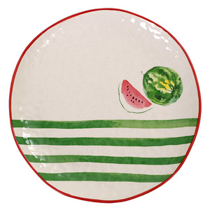 Imprimé personnalisé décalcomanie motif pastèque <span class=keywords><strong>pas</strong></span> <span class=keywords><strong>cher</strong></span> personnalisé en vrac plat rond plat couleur blanche dîner assiettes en céramique - Product Image 1