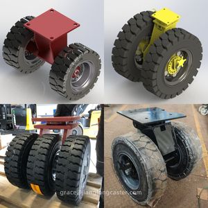 16 "<span class=keywords><strong>Heavy</strong></span> <span class=keywords><strong>Duty</strong></span> <span class=keywords><strong>Dual</strong></span> Wheels Voll gummireifen Schwenk rolle für Bodens tütze Starre Anhänger rolle für unebenes unebenes Gelände - Product Image 4