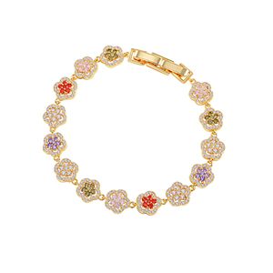 Bracelet en cristal en forme de fleur, alliage de cuivre, micro-insertion, bijoux pour femmes à porter au quotidien - Product Image 5