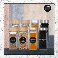 Ensemble de bouteilles d'épices carrées de 4oz bocal en verre avec couvercle en bambou pour le stockage des épices dans la cuisine