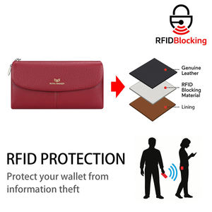 Genuine Cow <b>Leather</b> New Fashion RFID Long Wallet <b>Purse</b> For Women's High Capacity Clutch Bag Multi-Card Position Wallets RB5063 - Product Image 2