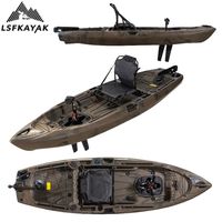 Kayak LSF 3,04 m pour une personne, propulsion par aileron, en HDPE, pour la pêche, le surf et la navigation, bateau de pêche