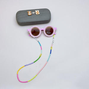 INS Korean New Children's Retro <strong>Sunglasses</strong> with Cute Hanging Neck Glasses Chain Glasses Box 3-Piece Set Sunscreen Tide - Product Image 3