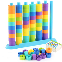 Jeu de tri de couleurs pour enfants, perles à empiler, jeu d'association, casse-tête de logique, jouet éducatif en plastique, jeu de société familial