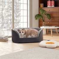 Lit pour animaux de compagnie en bois moderne, canapé personnalisé à rayures, respirant, chaud, amovible, lavable, rembourré en coton pour chiens et chats, toutes saisons