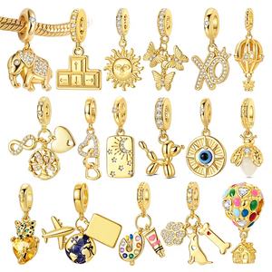 MULA 925 Sterling Silver Original Charms Bead Pendant Golden Butterfly Balloon Dog DIY Jewelry Gift Fit Bracelet & Bangle - Product Image 1