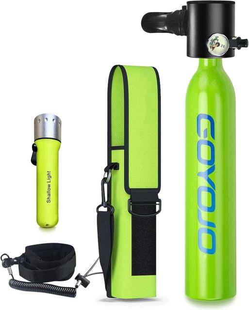 GOYOJO 0.5L Mini Scuba Tank, 6-12 Min Diving Gear, Portable Refillable Lung Tank with 3000 PSI for Underwater Breathing Training