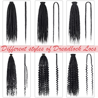 Extensions de dreadlocks synthétiques noires de 24 pouces, fines, faites à la main, style reggae, extensions de locs, cheveux au crochet hippie pour femmes et hommes