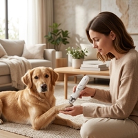 Cortauñas Eléctrico para Mascotas con Luz LED, Silencioso y Seguro, 2 en 1, Herramienta de Aseo para Mascotas Duradera y Ecológica