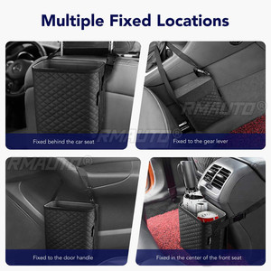 PU Leather <b>Car</b> Trash Can Waterproof Trash Bin Multifunction <b>Car</b> Bin Seat Back Garbage Auto Organizer With 4 <b>Hook</b> <b>Car</b> Accessories - Product Image 2