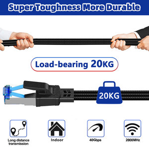 สายอีเธอร์เน็ตแบบแบน CAT8 ปลั๊ก RJ45 ชุบทอง 30awg BC สายแพทช์แลนความเร็วสูง 40Gbps 2000MHz สายเคเบิลเครือข่าย SFTP 1 ม. 5 ม. - Product Image 2